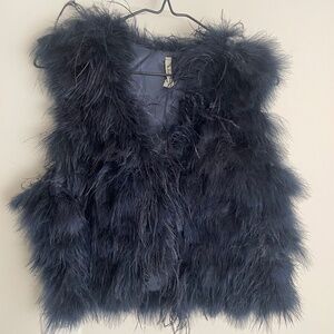 Dark blue feathered vest